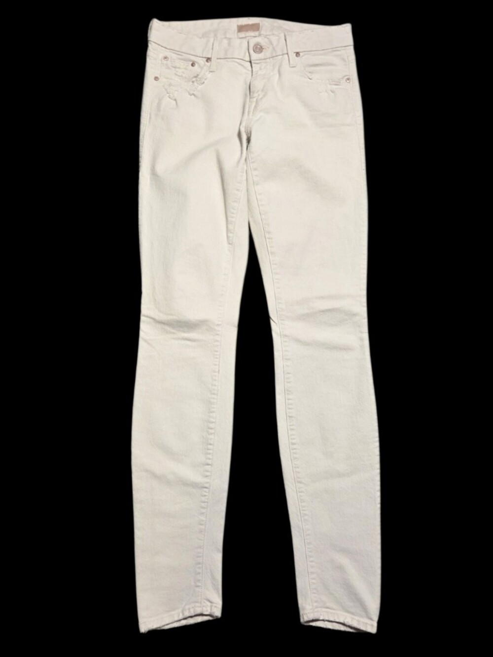 Mother The Looker Cream For A Day Skinny Jeans Size 25 White / Cream Distressed